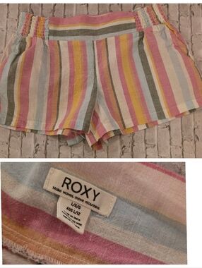 Roxy Pastel Multistripe Women’s Shorts - Pink, Yellow, Blue
